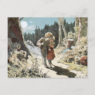 Hansel och Gretel på Väg i Moonlight Vykort