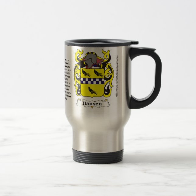 Hansen familjvapensköld på en travel mug resemugg (Höger)