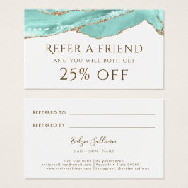 Hänskjutningskort för akvamarinagat visitkort