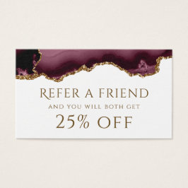 hänskjutningskort för burgundy guld glitter Agate Visitkort