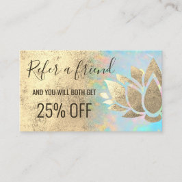 hänskjutningskort för faux guld foil lotus visitkort