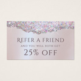 Hänskjutningskort för faux iridescent rosa glitter visitkort