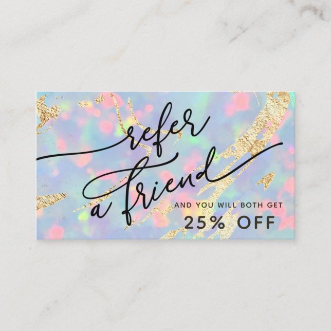 Hänskjutningskort för gem opal struktur visitkort (Framsida)