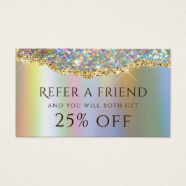 Hänskjutningskort för guld faux iridescent glitter visitkort