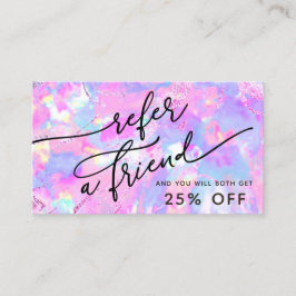 Hänskjutningskort för lila rosa opal struktur visitkort