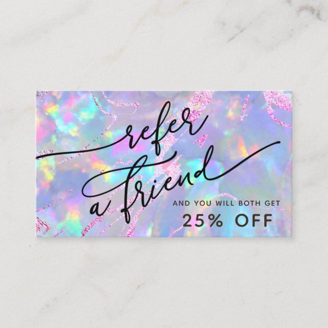 Hänskjutningskort för opal struktur visitkort (Framsida)