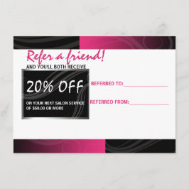 Hänskjutningskort för snyggt rosa sax hårsalon