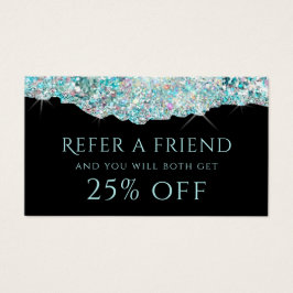 Hänskjutningskort för Teal faux iridescent glitter Visitkort