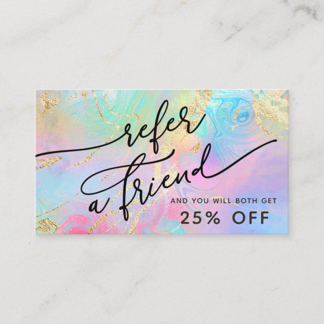 Hänskjutningskort för vätskemarmor visitkort (Framsida)