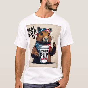 Hantera Det' Attityd T-shirt med Kaffe & Flagga