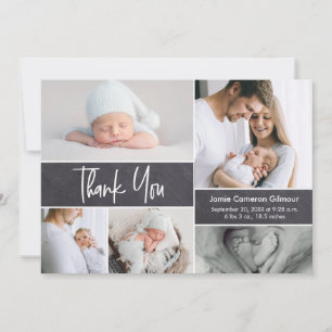 Hantera Fotokollage Modern babystövel Tack Kort