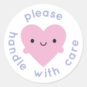 Hantera Kawaii Heart med omsorgen Runt Klistermärke