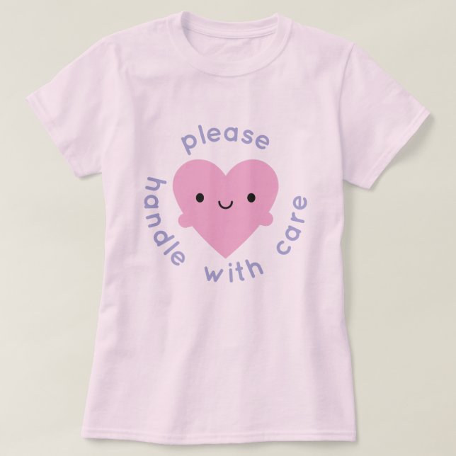Hantera Kawaii Heart med omsorgen T Shirt (Design framsida)