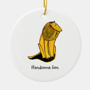 Hantera lejon julgransprydnad keramik