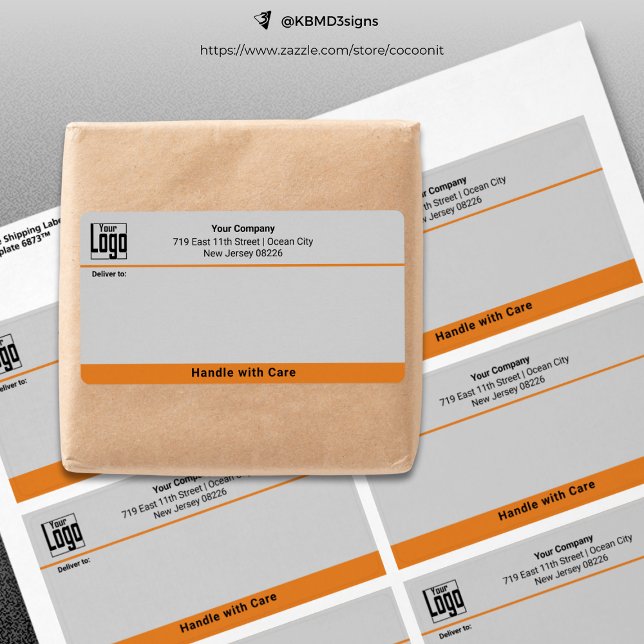 Hantera med Logotyp för omsorgsfull Anpassningsbar Fraktsedel (Handle With Care Custom Logo Business Shipping Label)