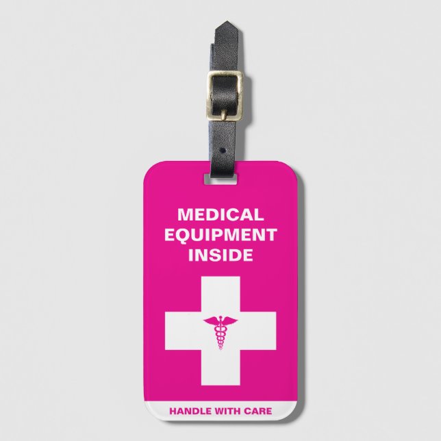 Hantera medicinsk utrustning med försiktighet bagagebricka (Framsida vertikal)