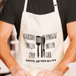 Hantera och kan koka eget namn förkläde<br><div class="desc">Lägg till en charm och humor i köket med anpassadet "Handsome and Can Cook" personlig Pron. Med fet typografi med en roligt, utensil grafik och plats för en personlig namn, är den här plattan perfektens gåva till den självsäkra kocken i ditt liv som vet hur man kokar upp en storm...</div>
