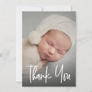 Hantera skriptfotografi med babyfoto för babyskor tack kort