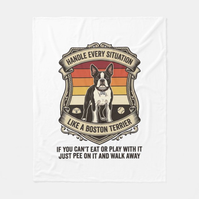 Hantera varje situation Boston Terrier Hund Solned Fleecefilt (Framsidan)