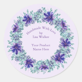 Hanterad artikeletikett Rustic Lila WAN & Lilac Runt Klistermärke