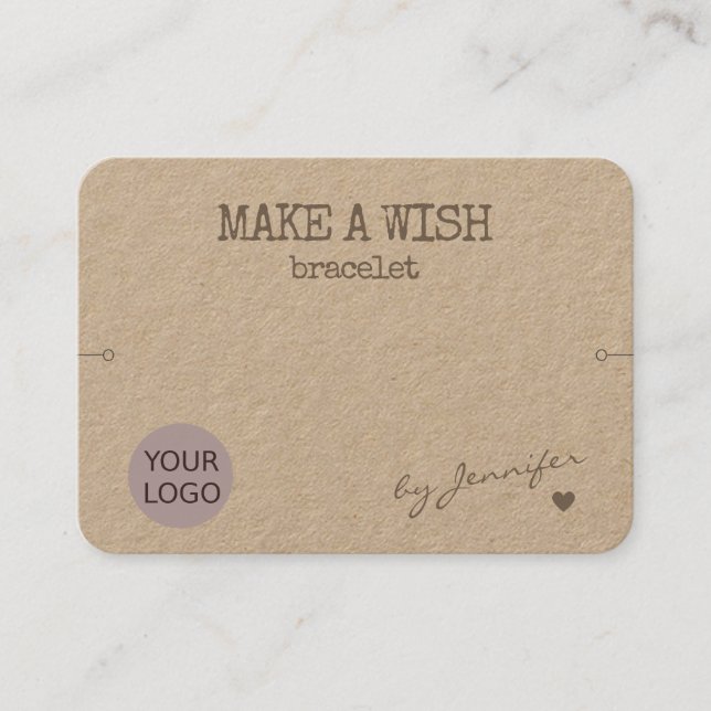 Hanterad, Papper, Rustic Natural Bracelet Holder Visitkort (Framsida)