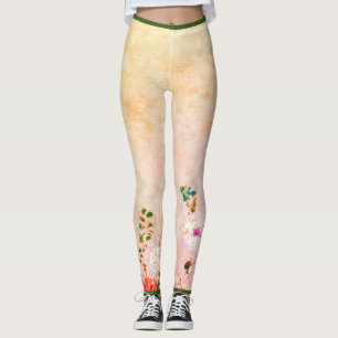 HANTERADE BLOMTRYCKTA PAPPER I GULT LEGGINGS
