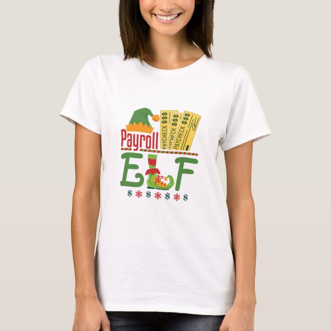Hanterare för lönearbete vid Elf-jul T Shirt (Framsida)