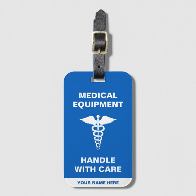 Hantering av medicinsk utrustning med försiktighet bagagebricka (Framsida vertikal)