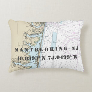 Hantering av NJ Nautical Chart Latitude Longitud Prydnadskudde