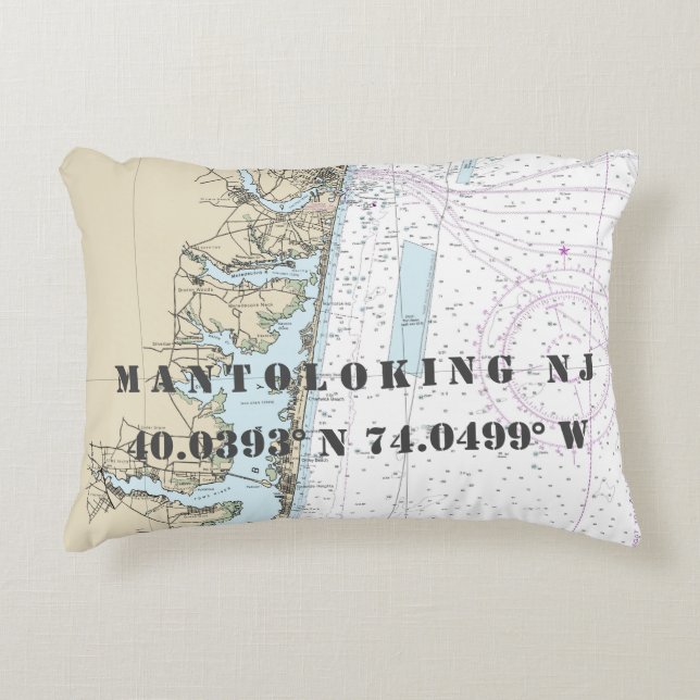 Hantering av NJ Nautical Chart Latitude Longitud Prydnadskudde (Framsidan)