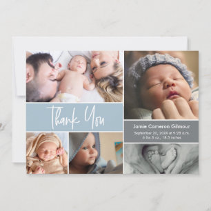 Hantering av Photo Collage Blue Baby Shower Tack Kort