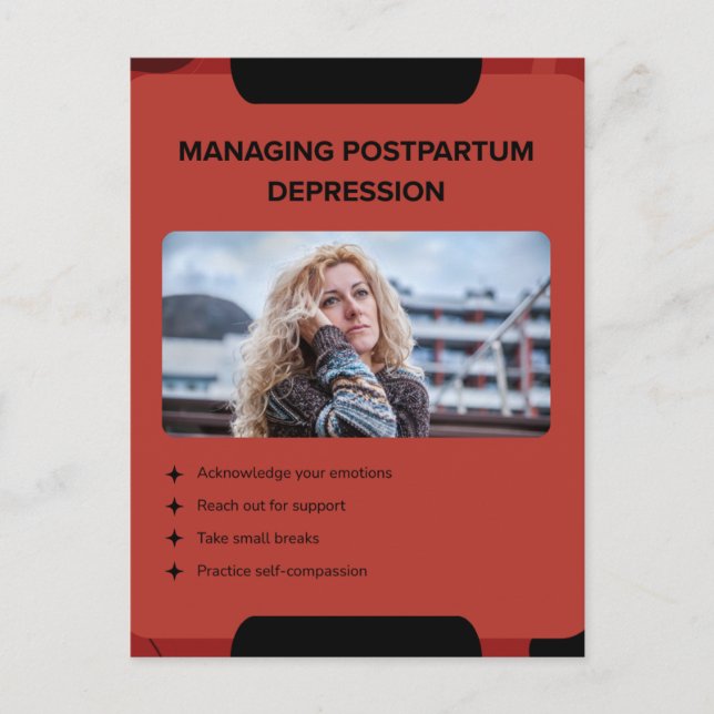 Hantering av postpartumdepression medvetenhet desi vykort (Framsida)