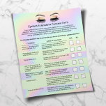 Hanteringsundantag för Holografiskt Eyelash Extens Flygblad<br><div class="desc">Eyelash Extension Liability Waiver & Release Form Holophy Flyers.</div>