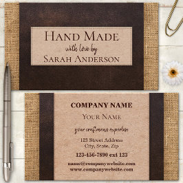 Hantgjord Jutesäck Läder Papp Hantverk Visitkort