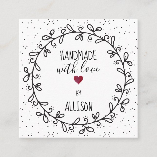 Hantverk med kärlek Crafts 2-sidiga hängande etike Fyrkantigt Visitkort (Framsida)