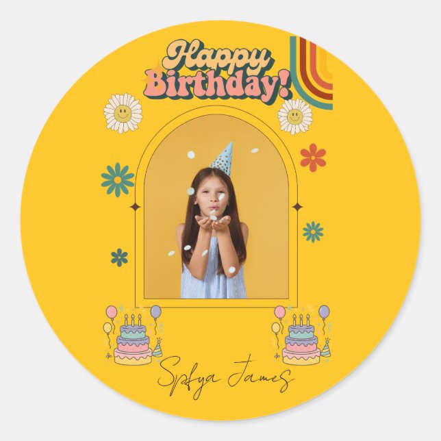 Hantverk och festmaterial Present Runt Klistermärke (Framsida)