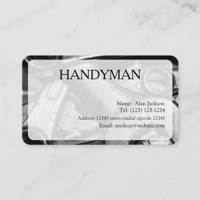 HANTVERKARE Redigerbar visitkort (Framsida)