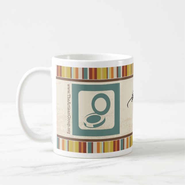 Hantverkaregruppmedlemmuggen (skönhetsmedel) kaffemugg (Vänster)
