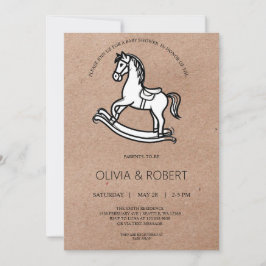Hantverks Papper Gunghäst Baby Shower Inbjudan