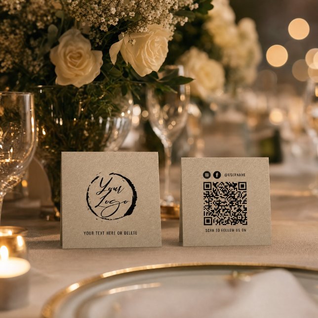 Hantverks pappersvarumärkes kort med QR-kod (Craft Paper Brand Card with QR Code)