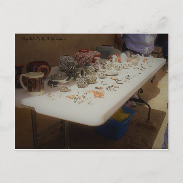 Hantverksförsäljning av puebloindianer vykort (Framsida)