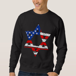 Hanukah American Flagga Star of David - Jewish Cha Lång Ärmad Tröja