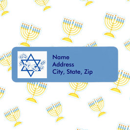 Hanukah Gelt och Dreidels Returadress Etikett