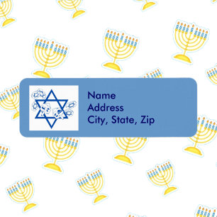 Hanukah Gelt och Dreidels Returadress Etikett