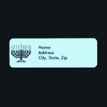 Hanukah Menorah Returadress Etikett<br><div class="desc">Klicka på Anpassa för att anpassa med information,  bakgrund färg och typsnitt.</div>