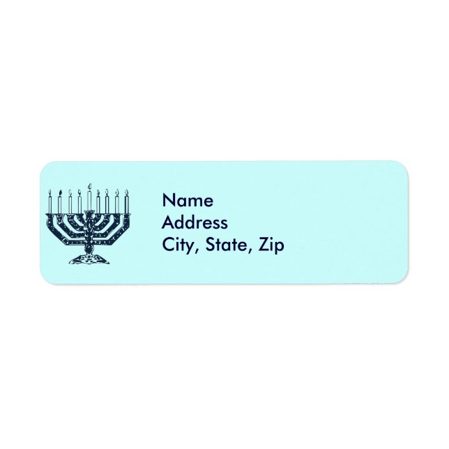 Hanukah Menorah Returadress Etikett (Framsidan)