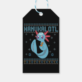 Hanukalotl Funny Axolotl Hanukkah Ugly Sweater Presentetikett