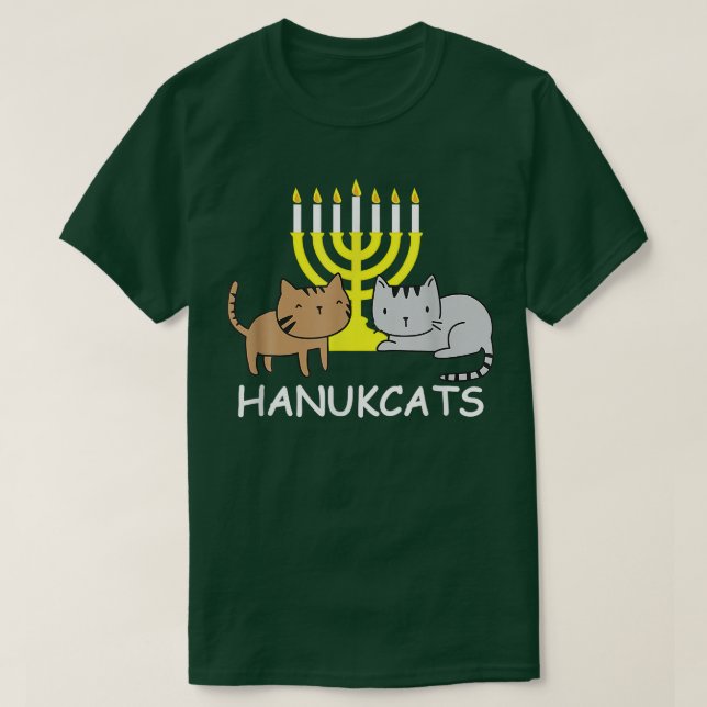 Hanukcats Funny Hanukkah Gift Cute Kawaii Cat  T Shirt (Design framsida)