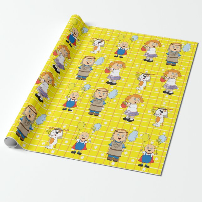 ’Hanukhah Kids & Zeevie’ Wrapping Papprare Presentpapper (Utrullad)