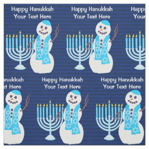 Hanukiah för Hanukkah judiskt snögubbeblått Tyg